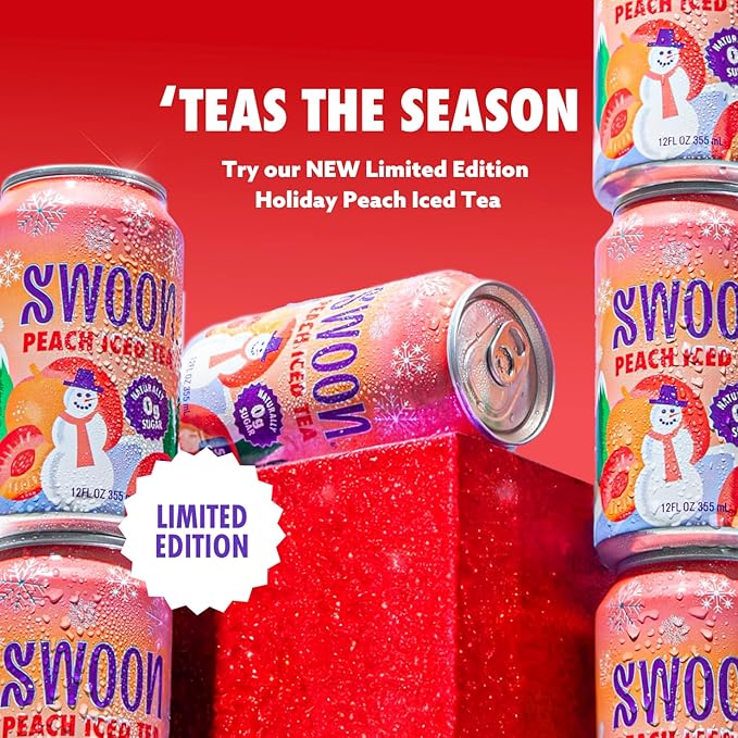 Swoon Peach Tea - Sugar Free, Low Carb, Paleo-Friendly, Gluten Free - Flavored Keto Drinks Made with Organic Black Tea & Sweetened by Monk Fruit and Stevia (Pack of 12)