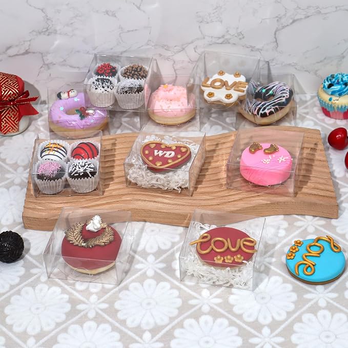 40pcs 4x4x2 Inch Clear Bakery Gift Boxes - For Pastry, Cookies, Chocolate & Wedding Party Favors