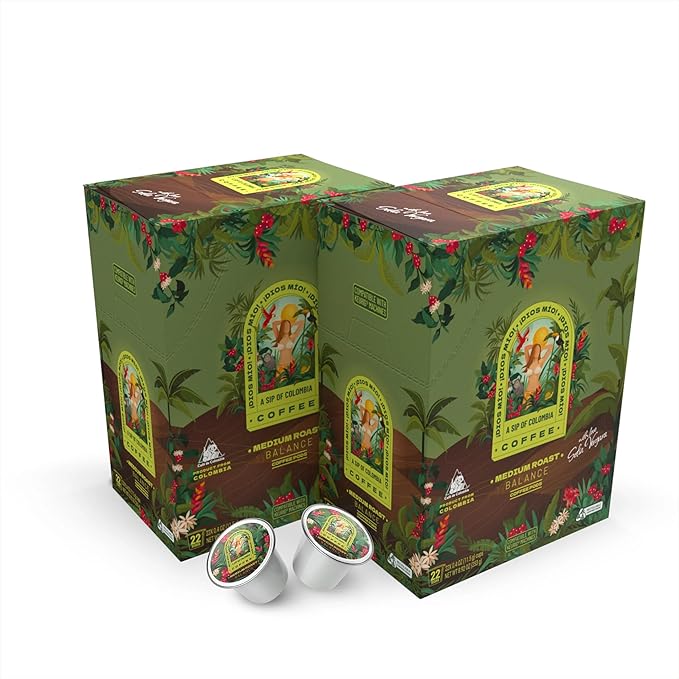 Dios Mio Coffee by Sofia Vergara, Medium Roast, K-Cup Pods, 44 Count, (2 Boxes of 22 K-Cup Pods)