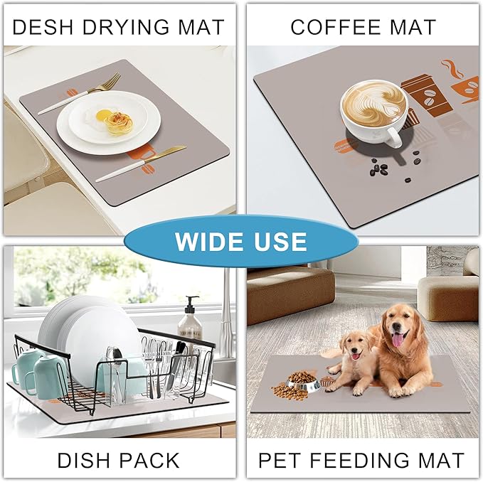 Golener Thick Counter Protector Absorbent Coffee Machine Spill Mat,Coffee Machine protector,Desk protector,Prevent Moving,Coffee Mat Placemats Under Any Drink Coffee,Tea