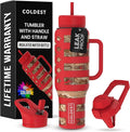 Coldest 40 oz Tumbler with Handle and Straw, 100% Leak Proof Insulated Tumbler with Lid and Straw (3 Lids), Stainless Steel Tumblers for Women & Men, Cup Holder Friendly, 46 oz (The Republican)