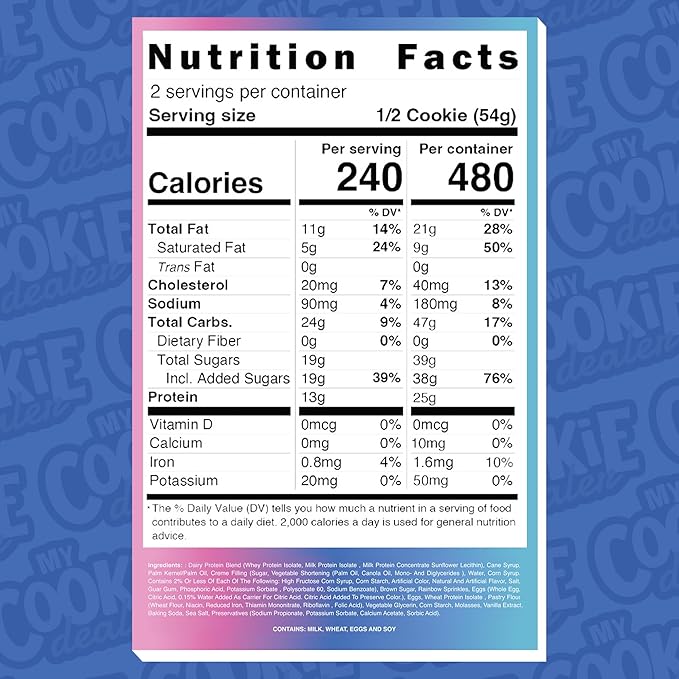 My Cookie Dealer Protein Cookies, Birthday Cake (6-Pack, 3.8oz Each) - 25g of Protein per Cookie - Individually Wrapped Workout Snacks for On-The-Go Travel