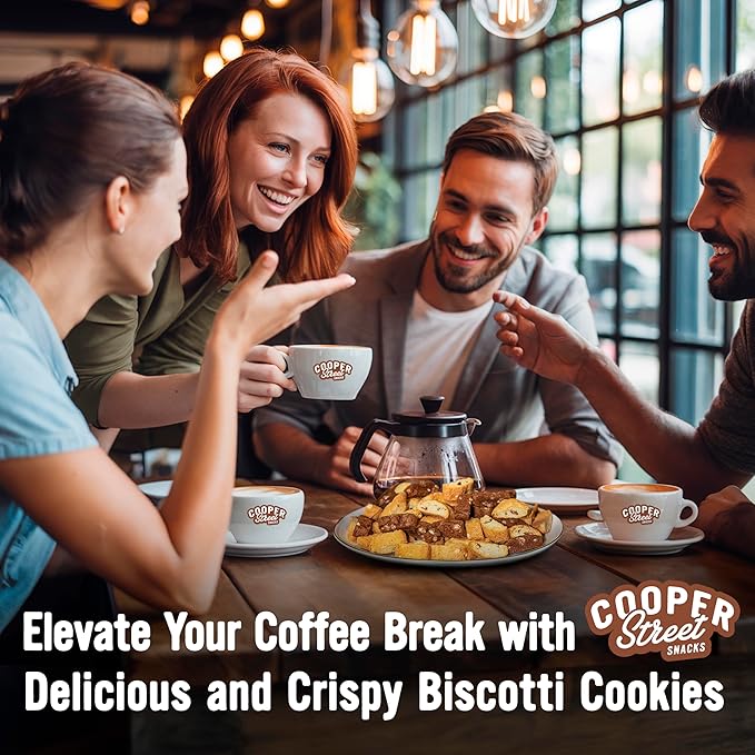 Cooper Street Twice Baked Biscotti Cookies Variety Pack - 1.25 Pounds Per Bag (4 Pack) - Gourmet Cookies Ideal With Coffee Or Tea | Peanut and Dairy Free Low Sodium Breakfast or On-The-Go Snack