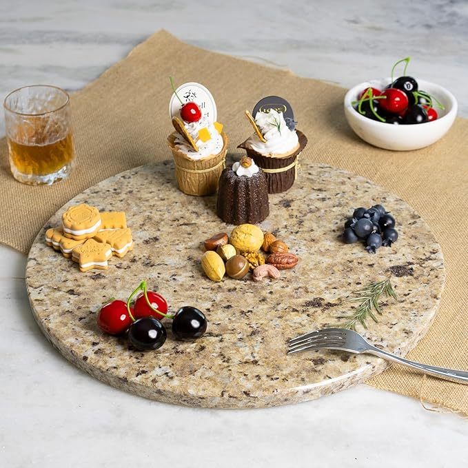 Koville Golden Brown Marble Cutting Board for Kitchen Countertop, 16" Large Marble Serving Tray for Baking, Charcuterie, Pastry, Trivet, Stone Cutting Boards Granite Cheese Board for Kitchen