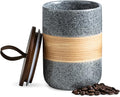 Airtight Coffee Storage Container Jar with Lid, Ceramic Kitchen Food Storage Jars for Spice Sugar Cookie, Coffee Bean Stackable Decorative Jars for Housewarming, Grey & 28oz