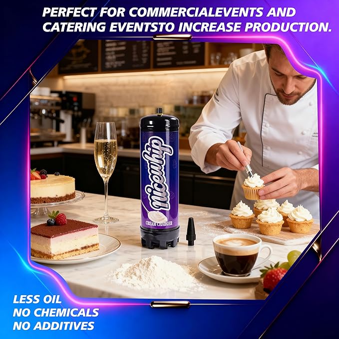 2.2L Cream Chargers 1Pack- Professional Nitrous Oxide (N2O) Charger Canister， for Whipping Cream, Desserts, Culinary Foams - Food Grade, Easy Use, High Yield