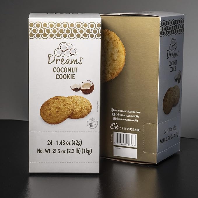 Dreams Coconut Cookies with Peanuts – Healthy, Gluten-Free & Protein Snack | Soft Macaroons | Pack of 4 (1.48oz Each), Total 5.92oz / 168g
