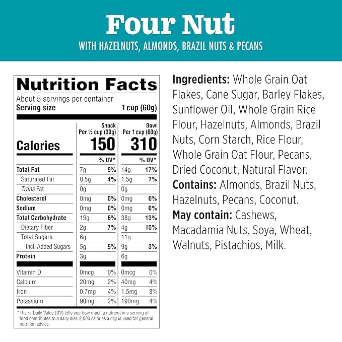 Jordans Slow Baked Granola | Four Nut Granola with Almonds, Brazil Nuts and Pecans | non-GMO, No Artificial Flavors, Colors, or Preservatives | Better for You Snacks for Adults & Kids | 11.4 oz (Pack of 3)