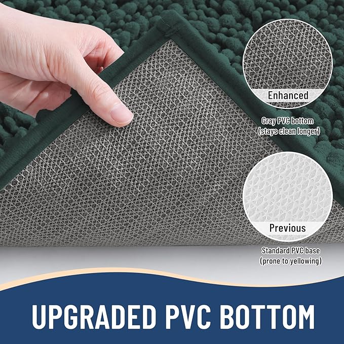 Arotive Luxury Chenille Bathroom Rug Mat, Extra Soft Thick Absorbent Shaggy Bath Rugs, Non-Slip Machine Wash Dry, Plush Bath Mats for Bathroom, Shower and Tub, 40x32, Dark Green