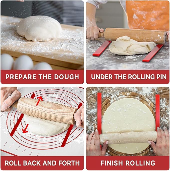 6Pcs Silicone Rolling Pin Guides, Dough Leveler Sticks Dough Ruler Measuring Dough Strips Guides Pastry Ruler Perfection Sticks for Thickness Guide Pastry Cookie Kitchen Restaurant