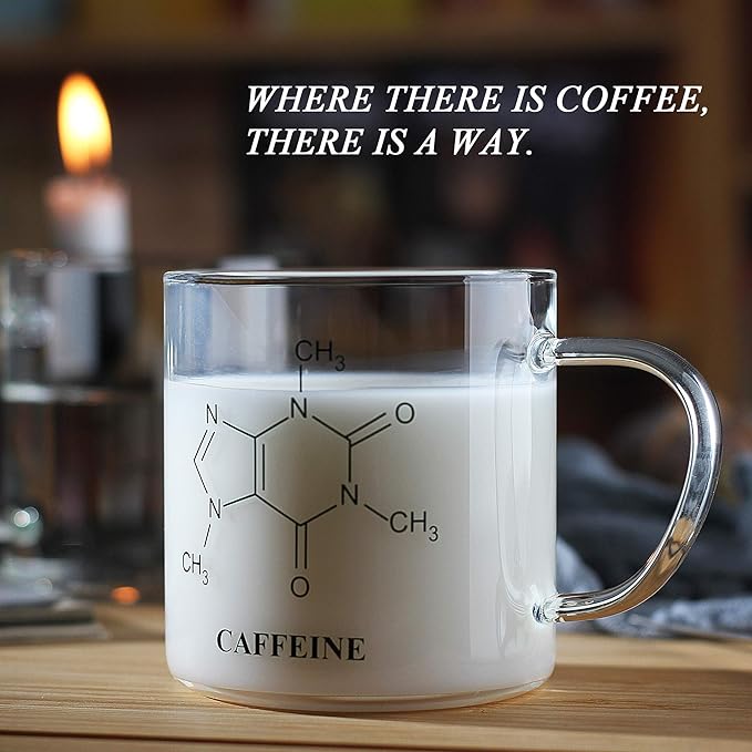 LUXU Glass Coffee Tea Mugs Set of 2,Clear Coffee Cups for Hot or Cold Beverages,Large Wide Mouth Drinking Glasses,Great for Mocha,Latte,Milk,Cappuccino,Water and Juice -14 oz