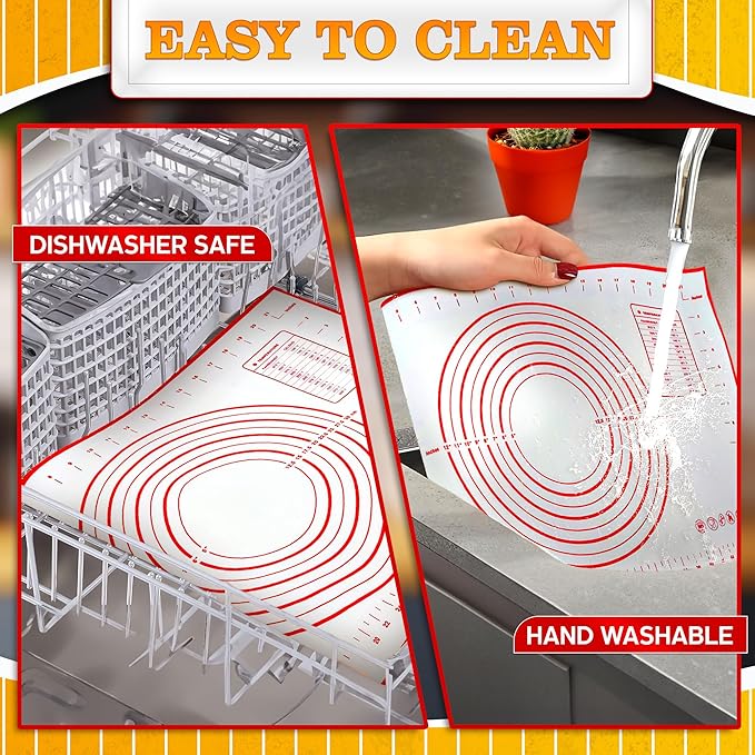 15.7x23.4 Pizza Mats for Rolling Dough - Stain-Proof Large Silicone Baking Mat with Measurements, Non-Stick Baking Rolling Mat - Heat Resistant Kneading Dough Sheet for Bread, Pizza, Pasta & Pie