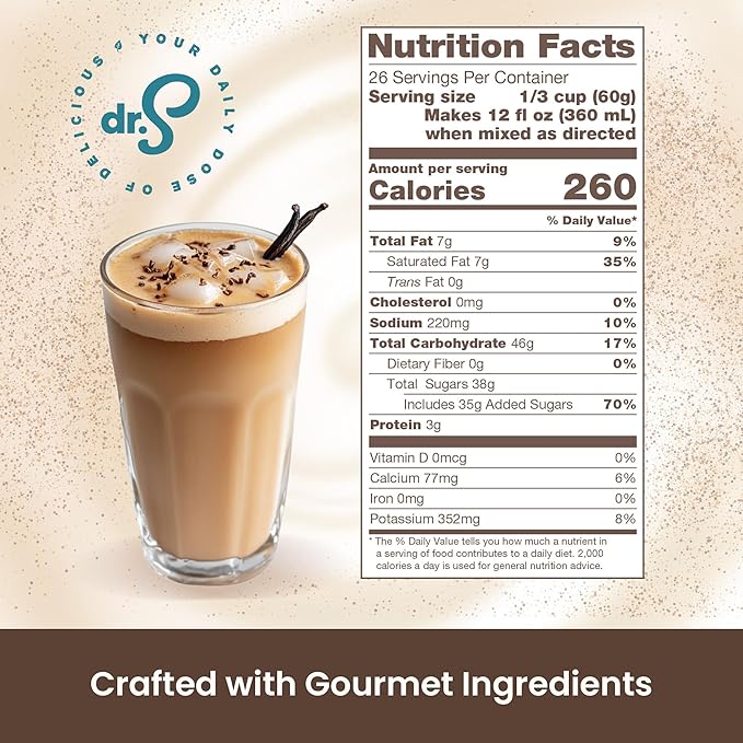 Dr. Smoothie Café Essentials Vanilla Chai – No Artificial Colors, Flavors, or Sweeteners – Shelf Stable – 58mg of Caffeine per Serving – Great for Hot, Iced, & Frozen Frappes (3.5 lb Bag, 26 Servings)