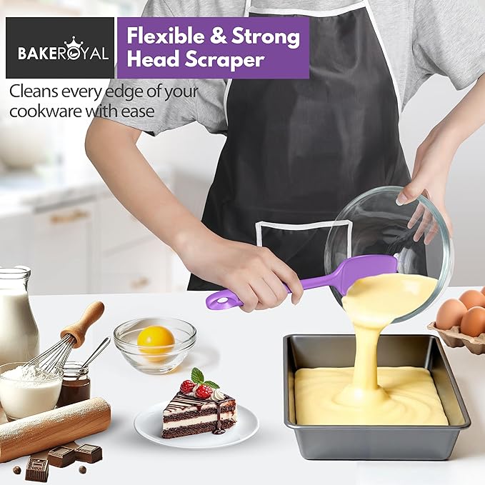 Silicone Spatula Set - 4-Piece Rubber Spatulas Silicone Heat Resistant 600°F for Everyday Task - Seamless Design Kitchen Spatulas for Nonstick Cookware - Purple