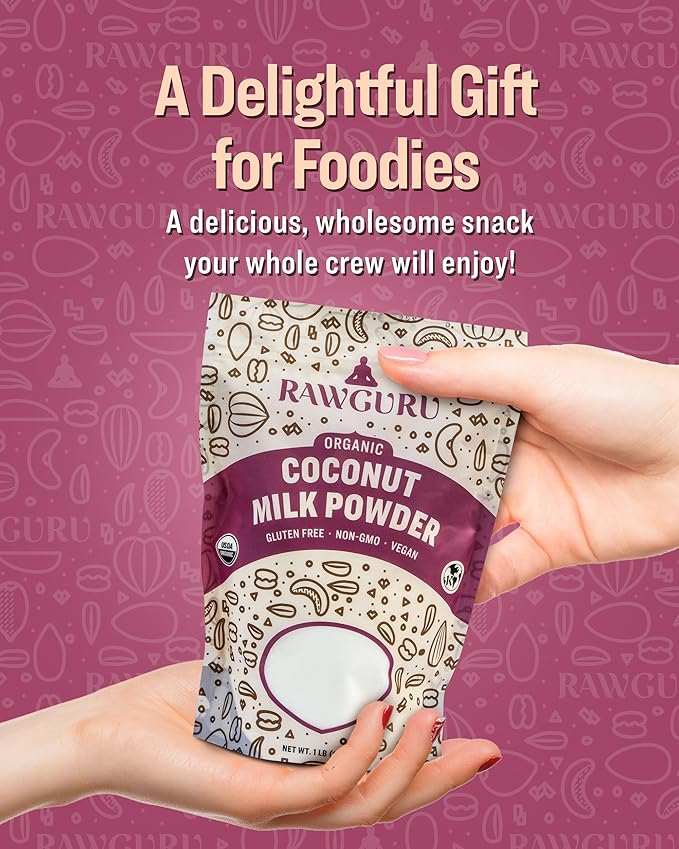 RawGuru Organic Coconut Milk Powder - Vegan & Nutrient-Dense Powder with Iron & Potassium - Rich & Creamy Organic Milk for Drinking or Baking - 48 oz, Pack of 1