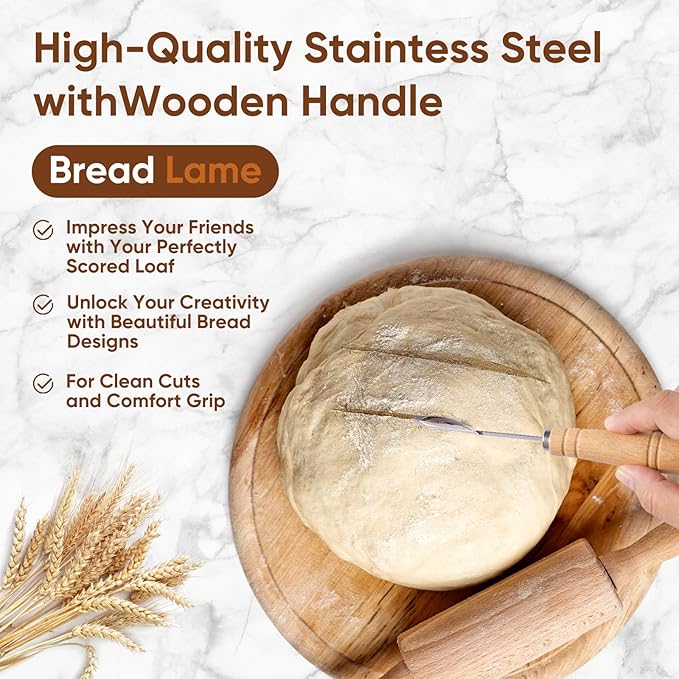 Bread Proofing Basket Set, Round 9" Sourdough Proofing Basket for Bread Making Tools and Supplies, Sourdough Bread Baking Supplies, Ideal Basket Gift Set for Artisan Bakers