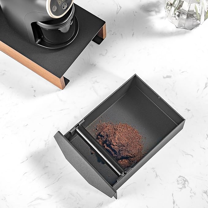 MOJAE Espresso Knock Box Drawer,Stainless Steel Detachable Coffee Ground Knock Container with Removable Knock Bar and Anti-Slip Base, Black