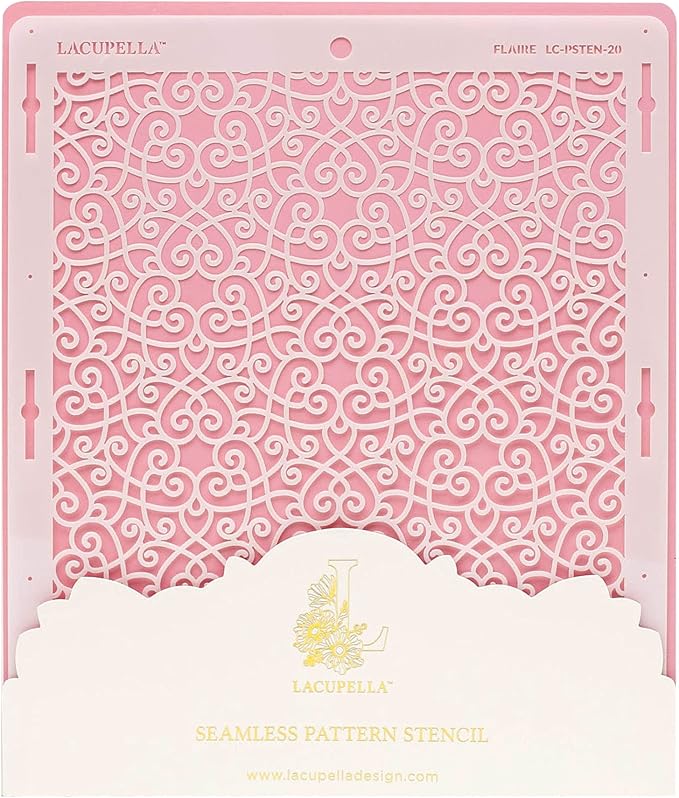 Cake Baking Stencil - Seamless Delicate Pattern for Decorating Tall Double Barrel Cake to Use with Buttercream, Royal Icing, Ganache, Paint, Airbrush (FLAIRE)