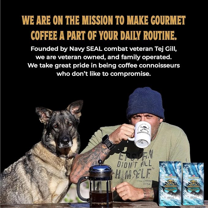 Warpath Coffee Ground Coffee Dark Roast, Mariner's Blend, High Caffeine, Extra Strong Roasted 100% Arabica Coffee Ground Beans, Rich Aroma, Full-Bodied Intense Cup, Created by Navy SEALs, 2lb