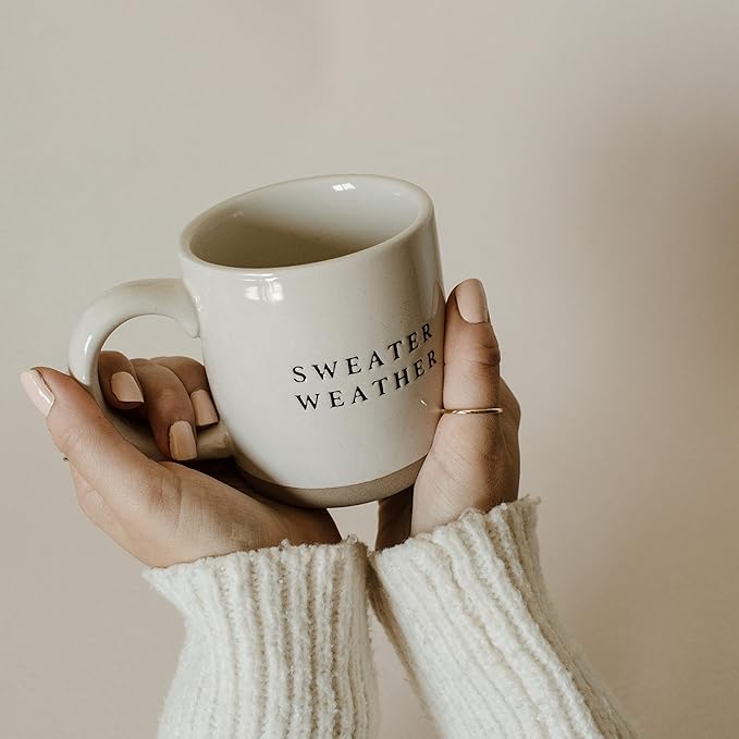 Sweet Water Decor Sweater Weather Stoneware Coffee Mug | Novelty Coffee Mugs | Microwave & Dishwasher Safe | 14oz Coffee Cup | Fall Gifts | Winter Coffee Mug