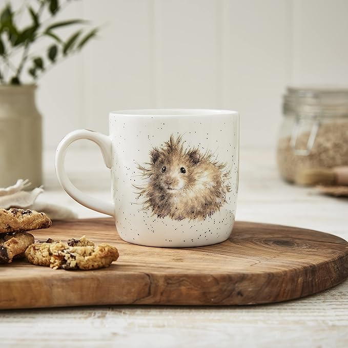 Royal Worcester Wrendale Designs Farmhouse Style Mug, Diet Starts Tomorrow - 14 oz Fine Bone China Mug with Hamster Illustration for Cozy Kitchen Vibes - Floral Drinkware for Daily Comfort