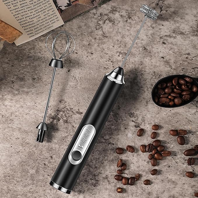 SOUTHMAN Milk Frother Foamer with Stainless Steel Stand, Rechargeable Electric Milk Frother Handheld Whisk, Drink Mixer for Latte, Cappuccino
