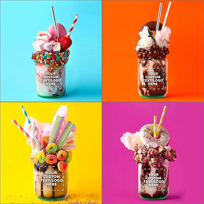 DISCOUNT PROMOS Custom Decorating Mason Jars 12 oz. Set of 10, Personalized Bulk Pack - Glass Jars for Overnight Oats, Candies, Fruits, Pickles, Spices, Beverages - Green
