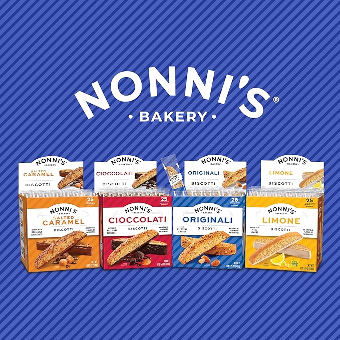 Nonni's Limone Lemon-Iced Biscotti Cookies – Individually Wrapped Italian Tea-Time Snack, Crunchy Twice-Baked, 110 Cal Each, 21.5 oz Carton, 2 Pack