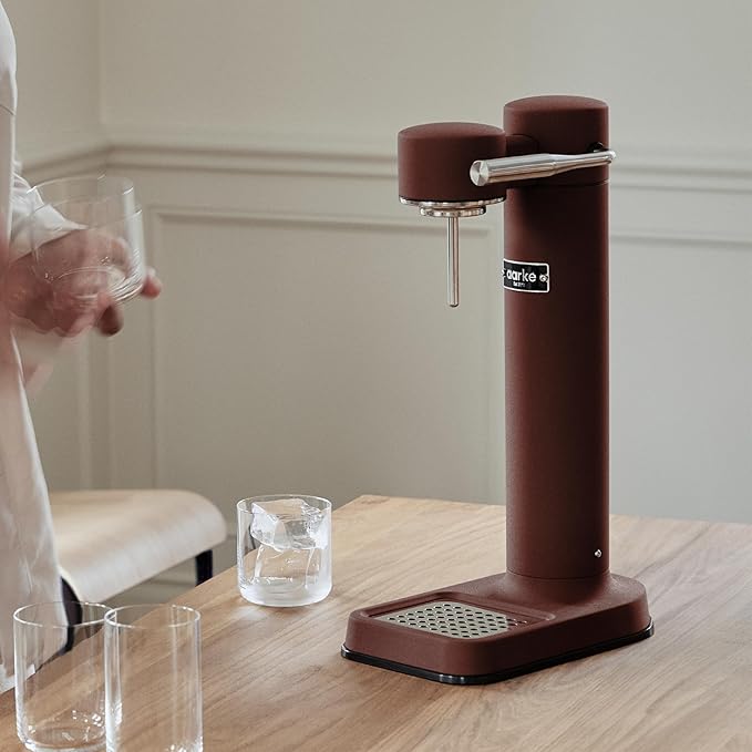 Aarke Carbonator lll, Sparkling & Carbonation Water Machine, Stainless Steel with PET BPA-Free Reusable Bottle Volume 1L/34 fl oz (Burgundy)