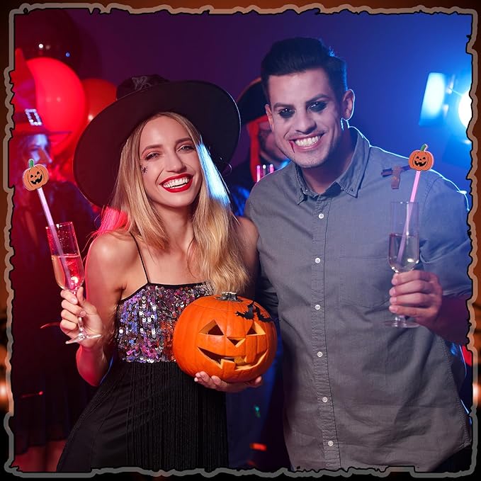 Remerry 18 Pcs Halloween Swizzle Sticks 6.7 Inches Halloween Reusable Stir Sticks Acrylic Drink Stirrers Pumpkin Cocktail Coffee Stirrers Bulk for Coffee Bar Cocktail Milk Party Decor(Pumpkin)