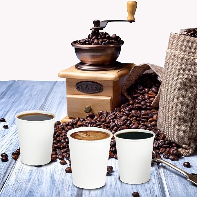 Turbo Bee 10 oz Disposable Coffee Paper Cups,270 Pack Hot Drinking Cups,White Paper Party Cups
