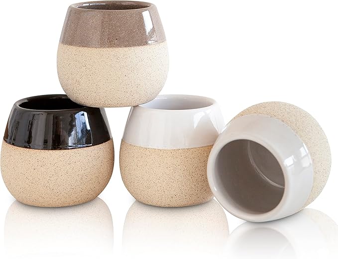Ceramic Espresso Cups Set of 4, 4.5oz capacity - Cortado Macchiato Coffee Mugs for Nespresso Machine - Espresso Glasses - Demitasse Cups - Tazas de Cafe - Espresso Accessories - Expresso Coffee Cup
