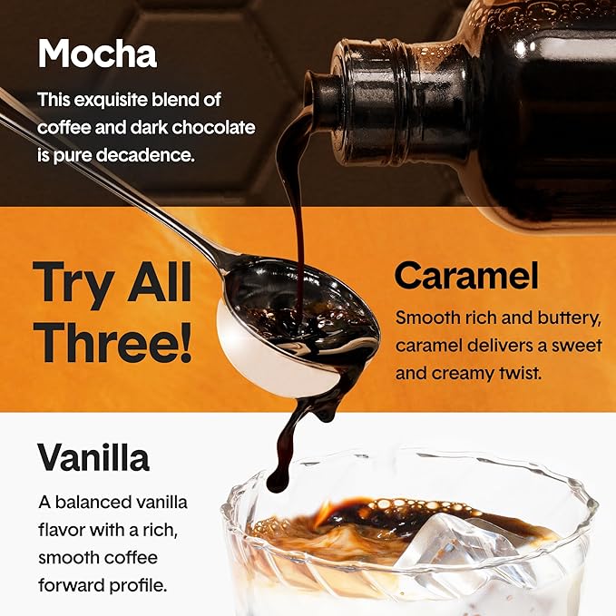 Jot Coffee Concentrate Trio (Caramel/Mocha/Vanilla 3pk) – High Caffeine Cold Brew, Iced & Hot Coffee, Instant Espresso – Makes 14 Cups Concentrated Coffees