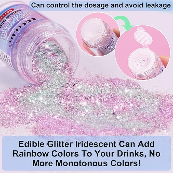 Edible Glitter - 3 Colors Luster Dust Edible, Food Grade Iridescent Glitter for Drinks, Christmas Shimmering Glitter for Cake Decorations, Cocktails, Fondant, Party, Jello - 5g