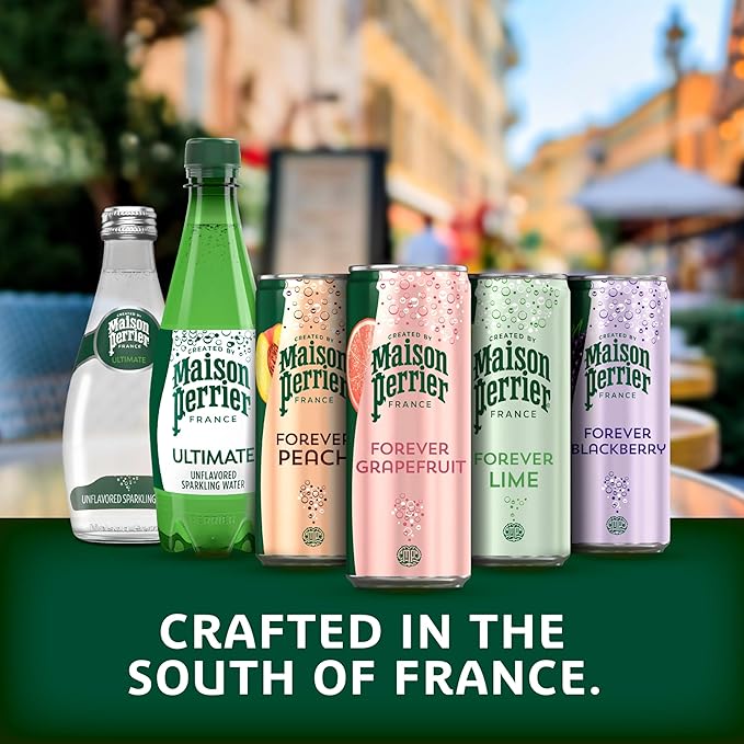 Maison Perrier Forever Blackberry Flavored Sparkling Water, 11.15 Fl Oz Cans, 8 Count, 3 Pack