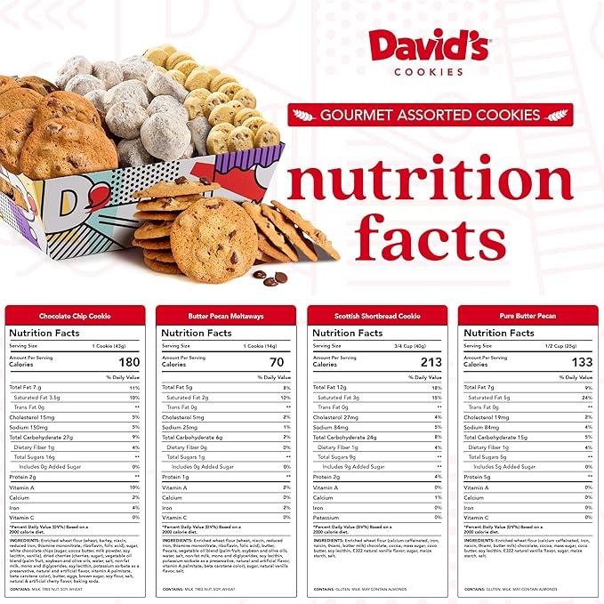 David’s Cookies Cookie Gift Basket - Deliciously Flavored Assorted Cookies in a Lovely Gift Basket - Gourmet Thin Crispy Cookies, Butter Pecan Meltaways and Scottish Shortbread Cookies - Variety of Delicious Cookies
