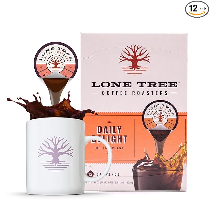 Lone Tree Single-Serve Coffee Pods – Premium 100% Arabica Liquid Concentrate – Daily Delight Medium Roast – 12 Pods – Ready Hot or Iced