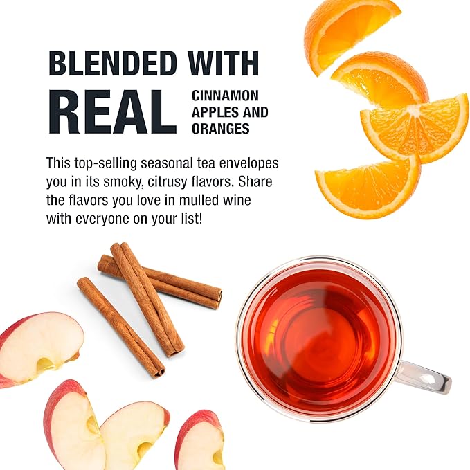 Tiesta Tea - Fireside Spice, Loose Leaf, Mulled Wine Herbal Tea, Premium Non-Caffeinated Blend, Makes Hot or Iced & Brews Up to 50 Cups, 5oz Refillable Tin