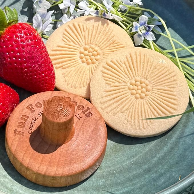 Wood Cookie Stamp, 2.5 Inch (Flower Design CS-121)