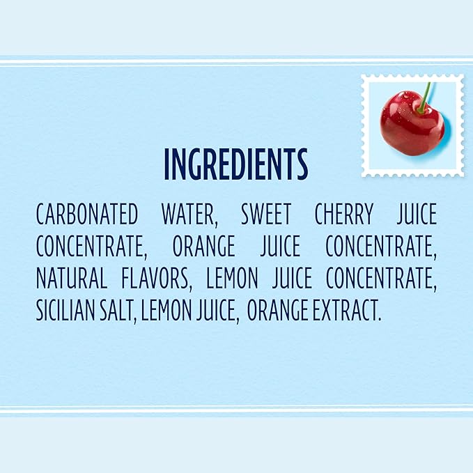 Sanpellegrino CIAO Cherry Sparkling Water, Low-Calorie Italian Sparkling Water with Real Fruit Juices, 0g Added Sugar, 24-Pack