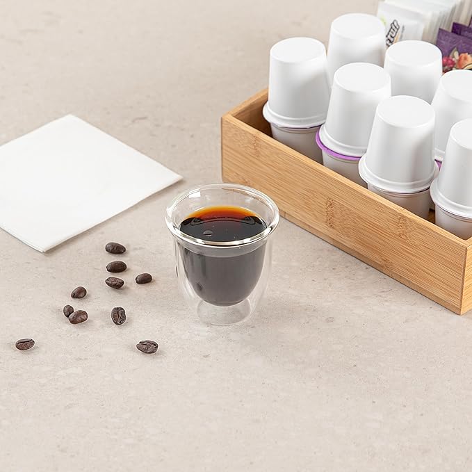 Restaurantware-Forma Professional 2.7 Ounce Double Wall Shot Glasses, 2 Insulated Espresso Cups - Dishwashable, Reusable, Clear Glass Coffee Cups, Freezable, For Hot Or Cold Beverages