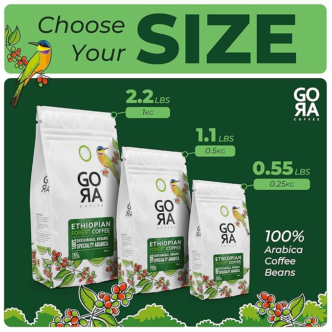 GO RA COFFEE – Ethiopian Roast Whole Bean – Organic Arabica from Ethiopia – Mycotoxin-Free, Single Origin African Beans – Roasted at Source – 500g (17.64 oz) – by Moyee Coffee