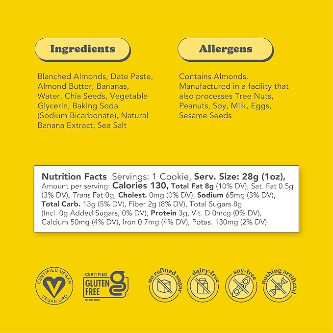 Love + Chew Superfood Soft Baked MINI Cookies, Banana Bread Flavor, Plant Based Cookie Made With Almonds, Chia Seeds, & Bananas for Kids and Adults, Vegan Snacks, Gluten Free, Paleo, Non GMO, 18 Pack