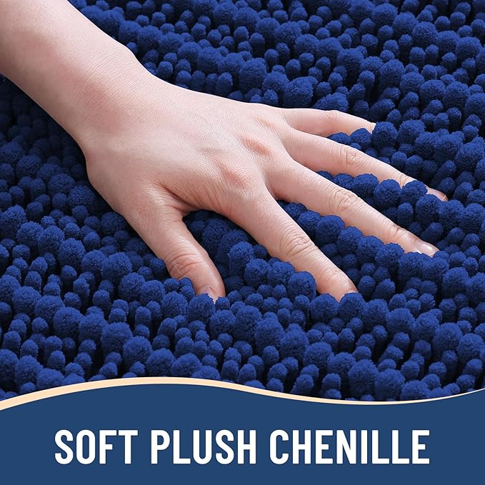 Arotive Luxury Chenille Bathroom Rug Mat, Extra Soft Thick Absorbent Shaggy Bath Rugs, Non-Slip Machine Wash Dry, Plush Bath Mats for Bathroom, Shower and Tub, 24x16, Royal Blue