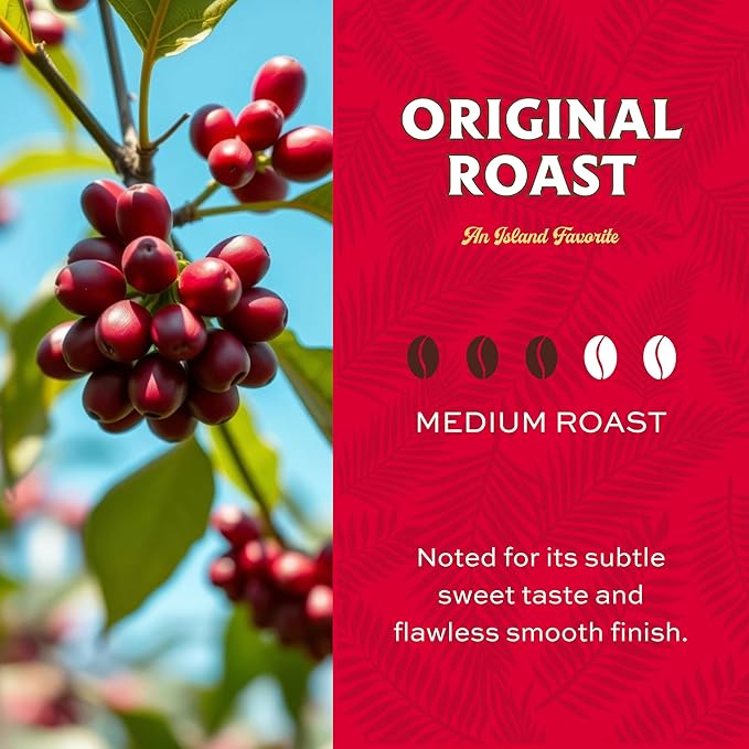 Lion Coffee Classic Original Whole Bean Coffee, Medium Roast, A Taste of Aloha - 10 Ounce Bag