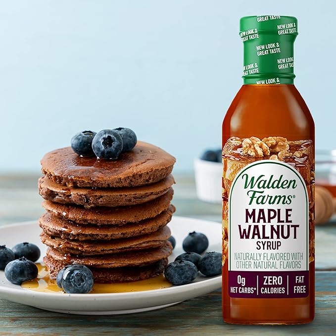 Walden Farms Maple Walnut Syrup – Perfect for Pancakes, Waffles, Desserts – Zero Calorie, Sugar-Free, Low Carb, Keto-Friendly, Gluten-Free, Vegan – 3-Pack, 12 oz Bottles