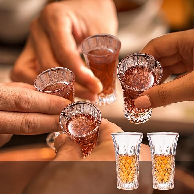 2 oz Shot Glasses Set,12-Pack Shot Glass with Heavy Base Crystal Shot Glasses Bulk Small Glass Cups for Liqueur Spirits Bar Party Favor Housewarming Gift