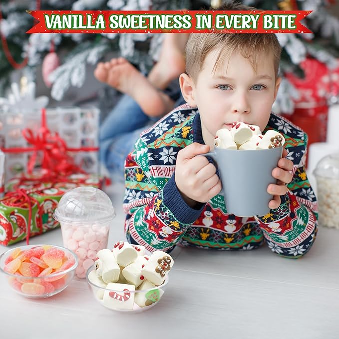 4E's Novelty Christmas Decorated Marshmallow Large Individually Wrapped 16 Pcs - Large Christmas Marshmallows for Hot Chocolate Toppers, Marshmallow Treat Toppings for Hot Cocoa Bar Supplies, Christmas Candy for Kid Adults 4.2oz