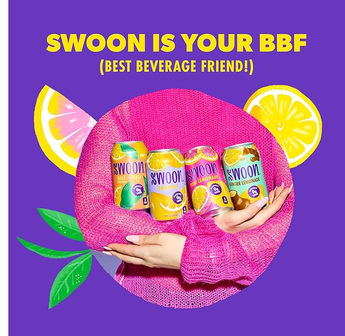 Swoon Classic Sugar Free Lemonade - Low Carb, Keto & Paleo-Friendly, Gluten-free Vitamin C Drink - Made with 100% Natural Lemon Juice Concentrate & Sweetened by Monk Fruit, 12 Fl oz (Pack of 12)