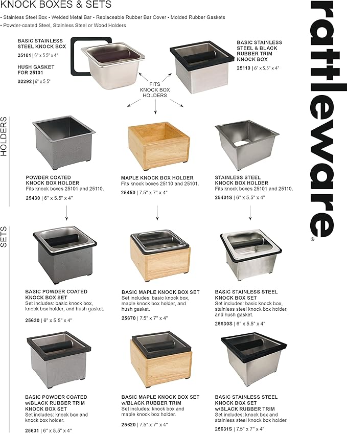 Rattleware Stainless Steel Open Bottom Knock Box Chute (6.5" x 7.5") - Perfect For Home, Cafe, Restaurant, Hotel, Office, or Commercial Establishment - Ideal for Baristas